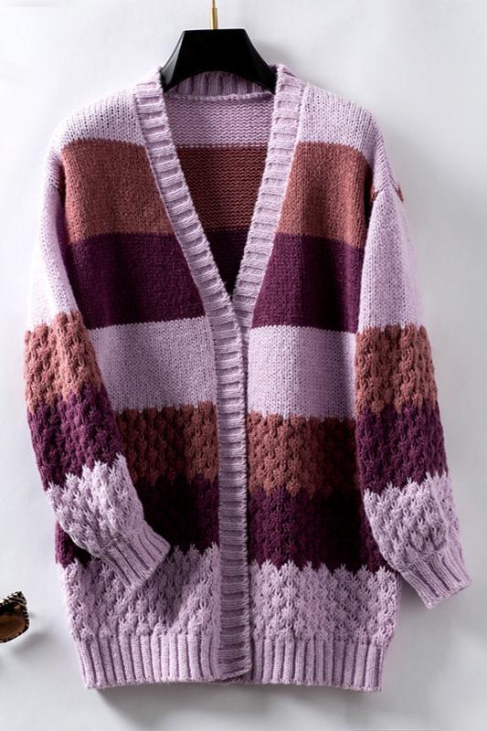 Gebreide™ Gestreepte Cardigan | Acryl | Kleurrijk en Gezellig