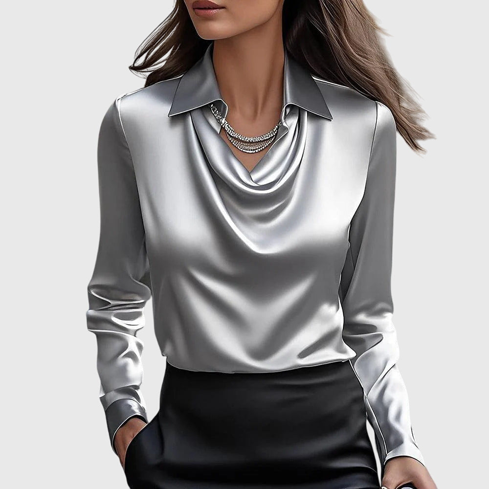 Athena | Dames Top met Watervalhals en Lange Mouwen