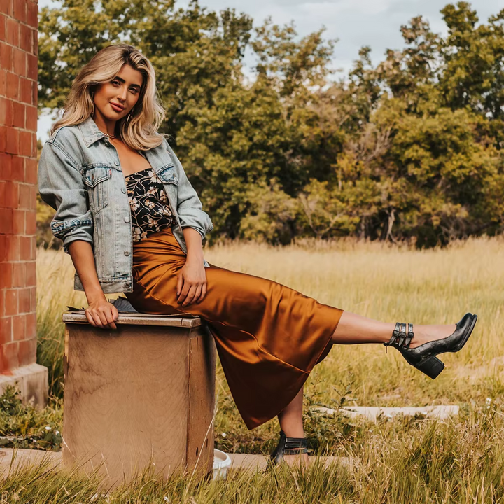 Bethany | Dames Gesp Band Blok Hak Schoenen