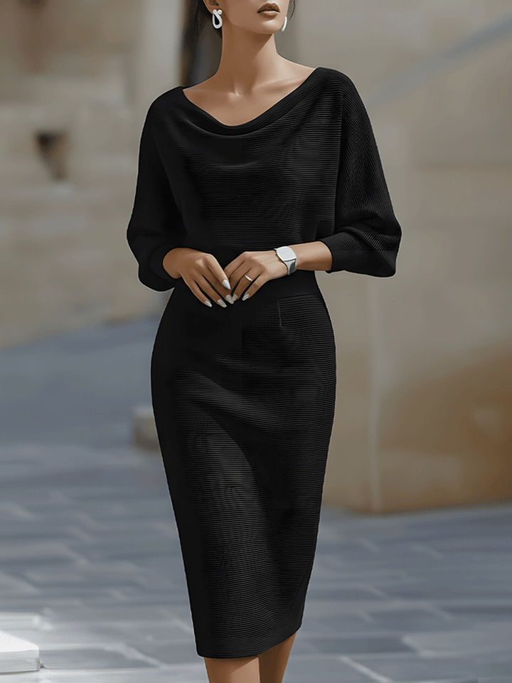 Paisley | Damen Stehkragen Fledermausärmel Midikleid Bodycon