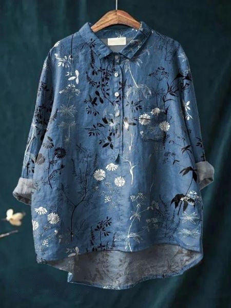 Bella | Dames Bloemen Knoop Voorkant Zak Blouse