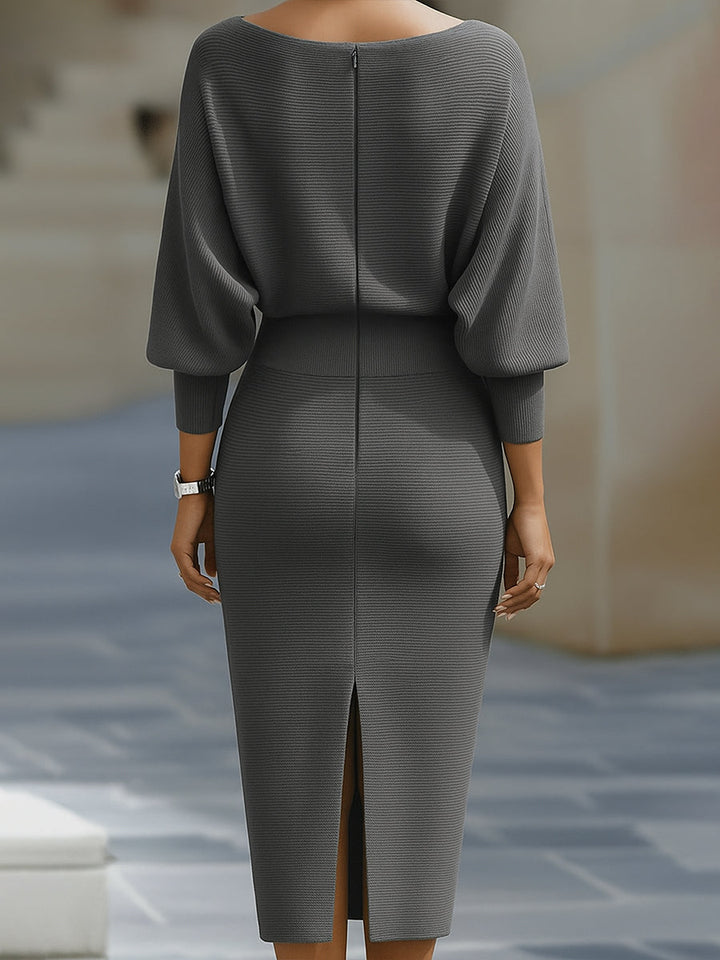 Paisley | Damen Stehkragen Fledermausärmel Midikleid Bodycon