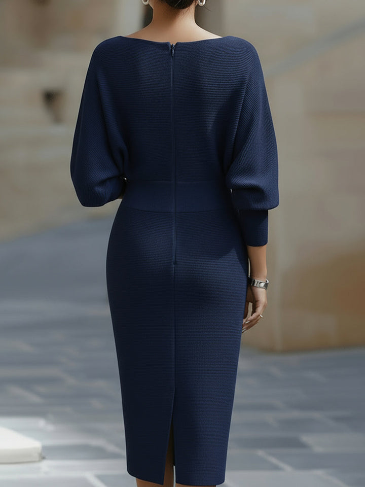 Paisley | Damen Stehkragen Fledermausärmel Midikleid Bodycon