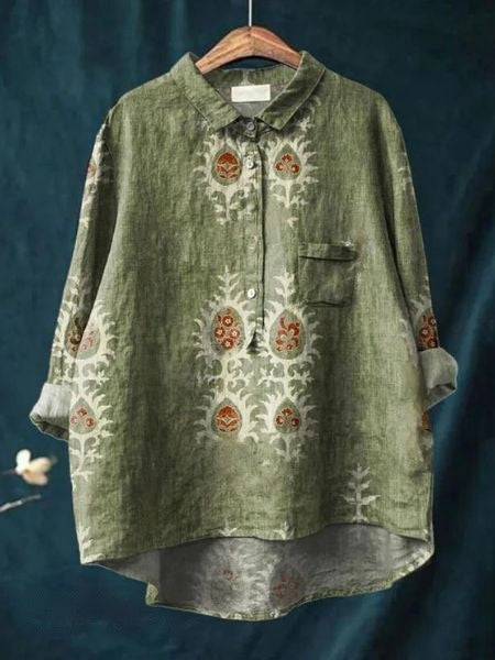 Bella | Dames Bloemen Knoop Voorkant Zak Blouse