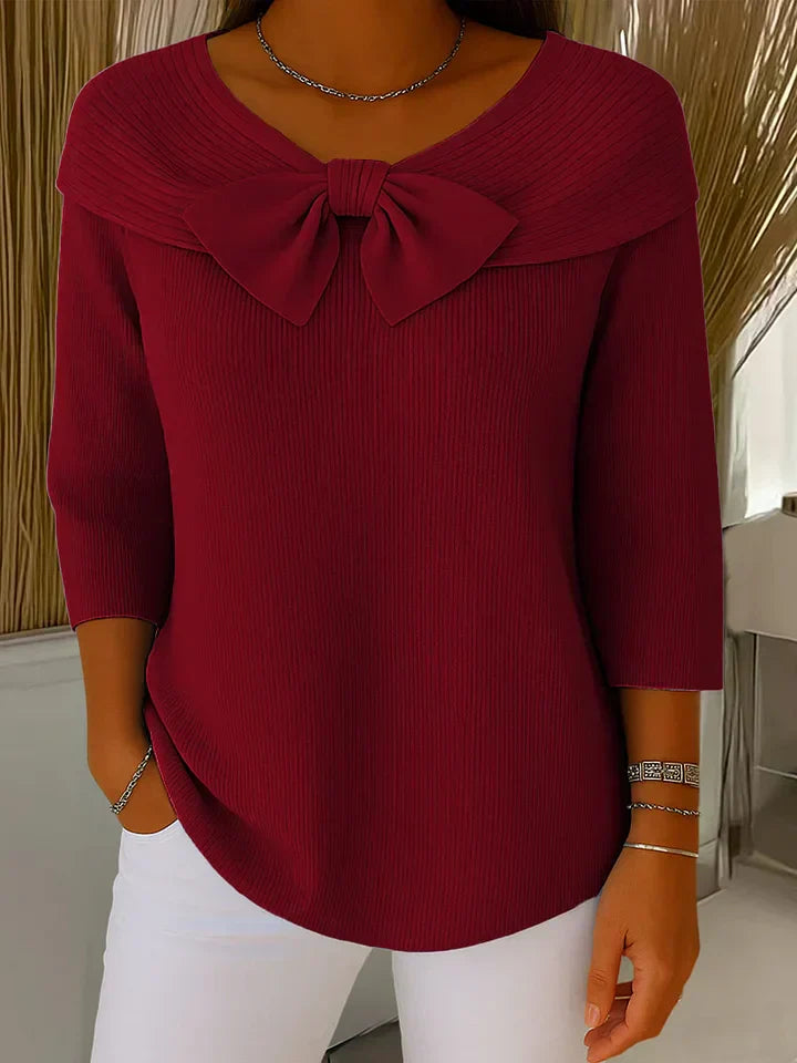 Grace | Dames Top met Strikdetail en Driekwart Mouwen