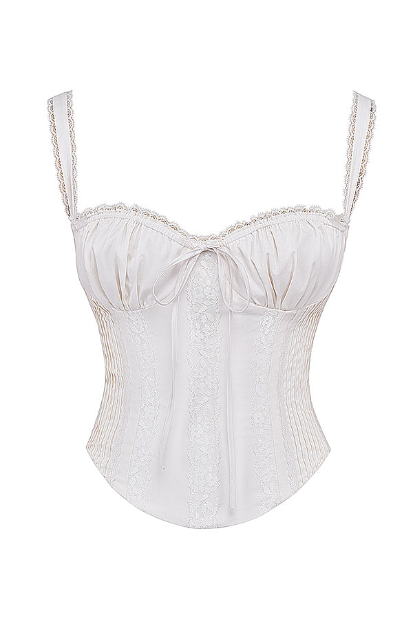 Beate | Weißes Korsett-Top mit Schnürung für Damen