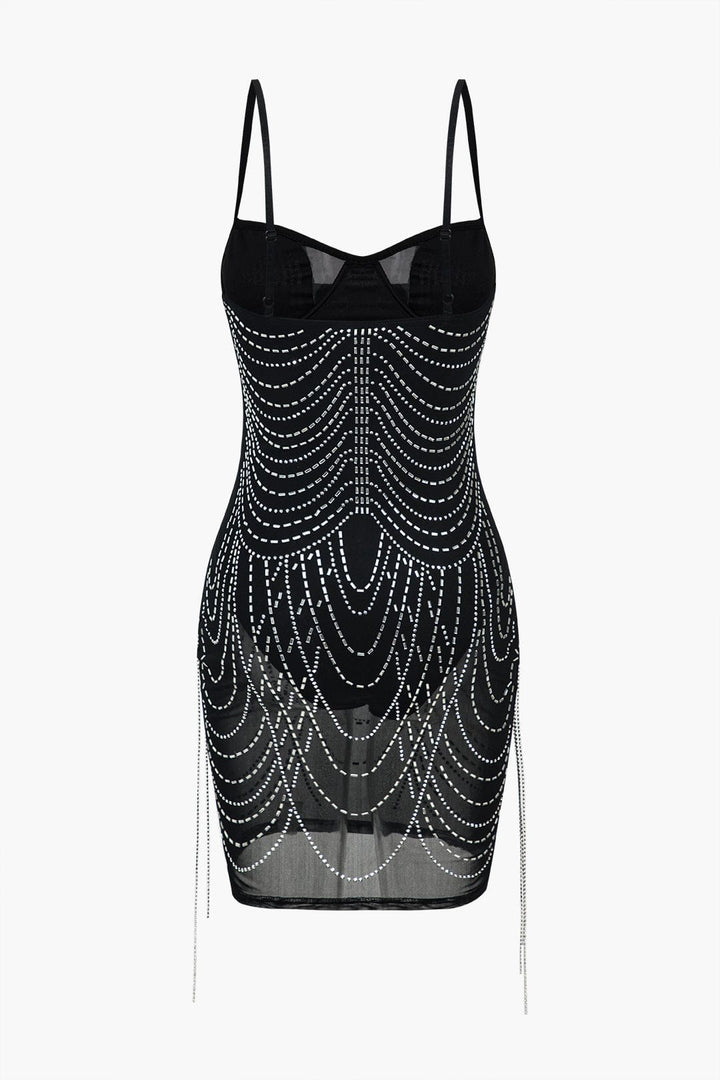 Celeste | Strass-versierd Mesh-Minikleed – Glinsterende glamour voor onvergetelijke nachten