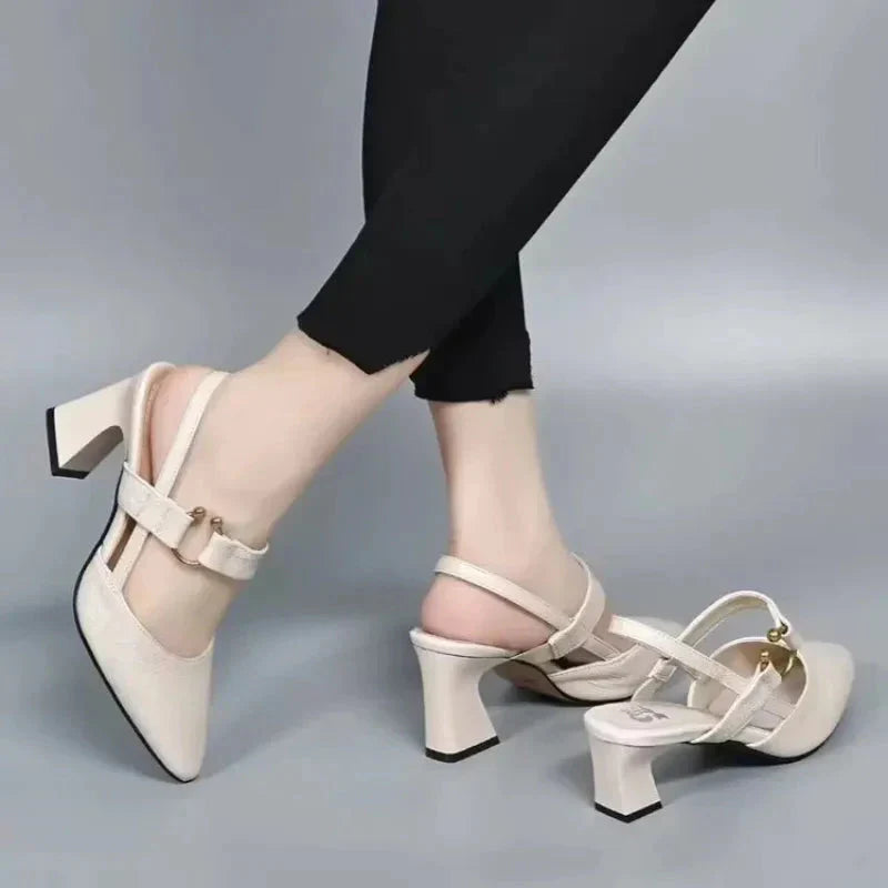 Leah | Dames Teen Slingback Blokhak Mary Jane Hakken