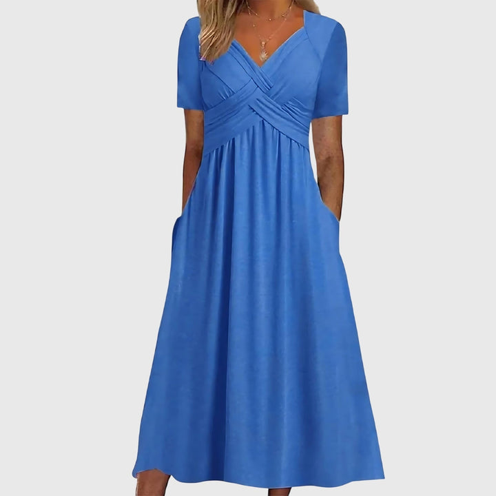 Casey | Damen V-Ausschnitt Fließendes Midi Kleid
