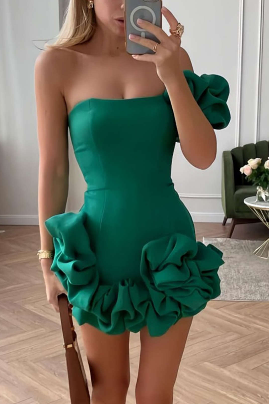 Valeria | One-Shoulder Bodycon Rimpeljurk – Elegante Raffinage met Speelse Touch