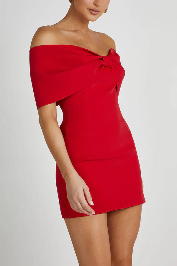 Elly | Off-Shoulder Minikleid mit Schleifendetail
