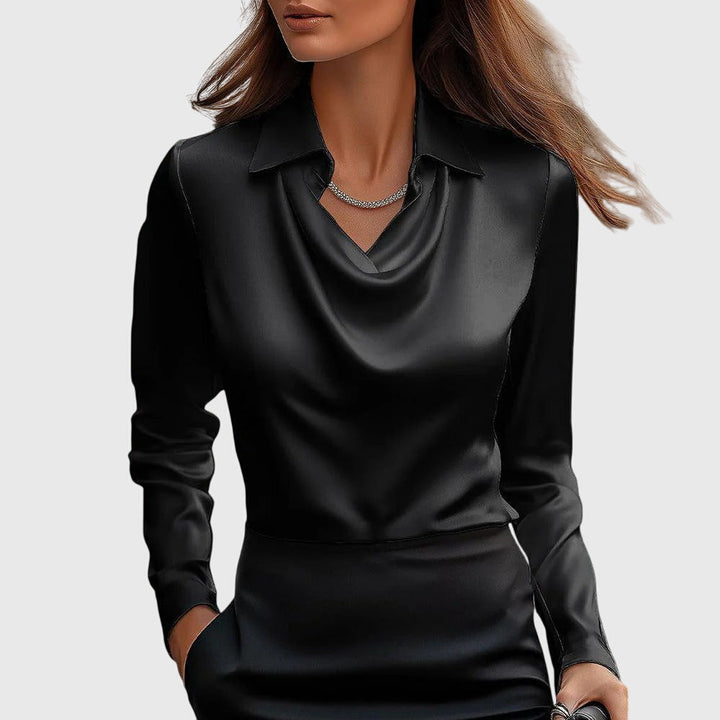 Athena | Dames Top met Watervalhals en Lange Mouwen