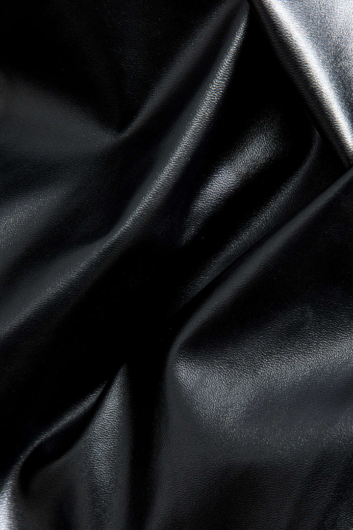 Dorle | Elegante kunstlederen midi-rok met wikkeloptiek en hoge split