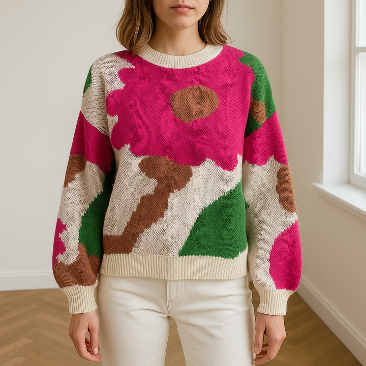 Arabella | Gestrickter Pullover mit Blumenmuster