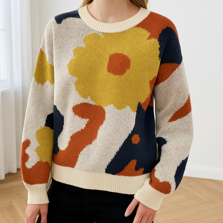 Arabella | Gestrickter Pullover mit Blumenmuster