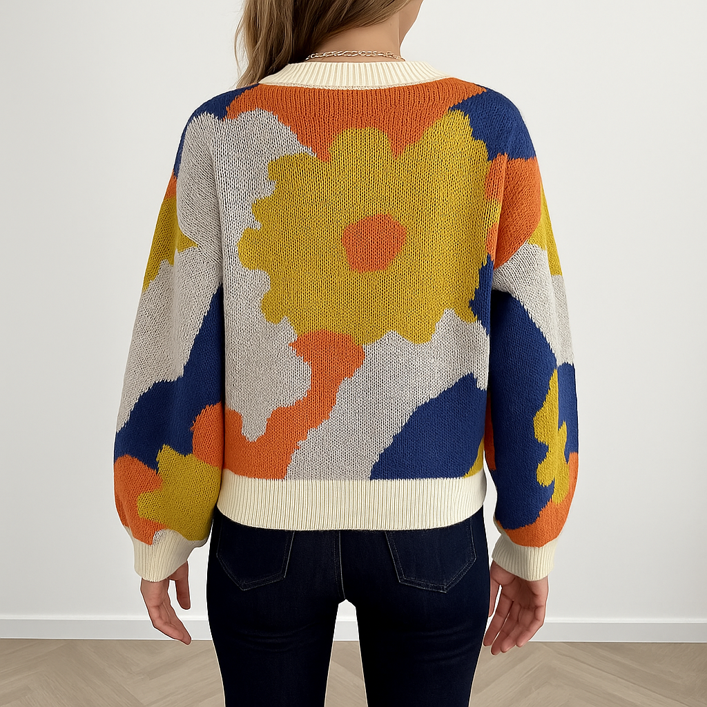 Arabella | Gestrickter Pullover mit Blumenmuster