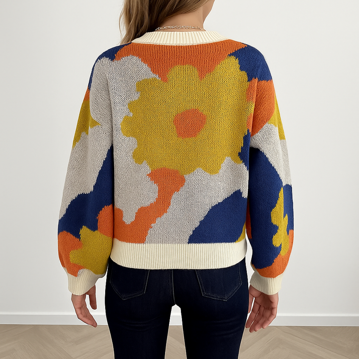 Arabella | Gestrickter Pullover mit Blumenmuster