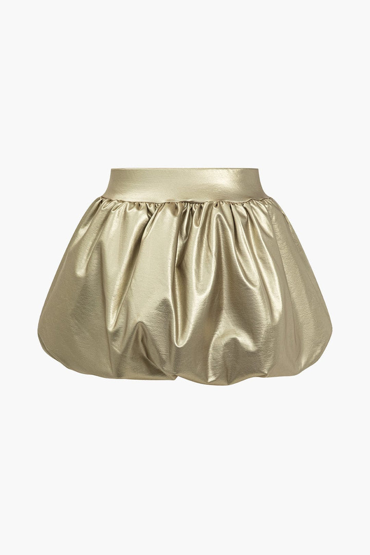 Cordula | Extravagantere Ballon-Minirok van Kunstleer met Elastische Tailleband