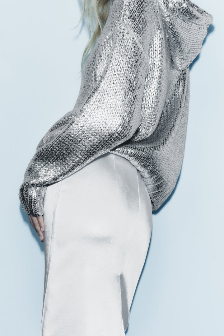 Metallic™ Gestrickter Hoodie | Glänzendes Design | Komfort und Stil