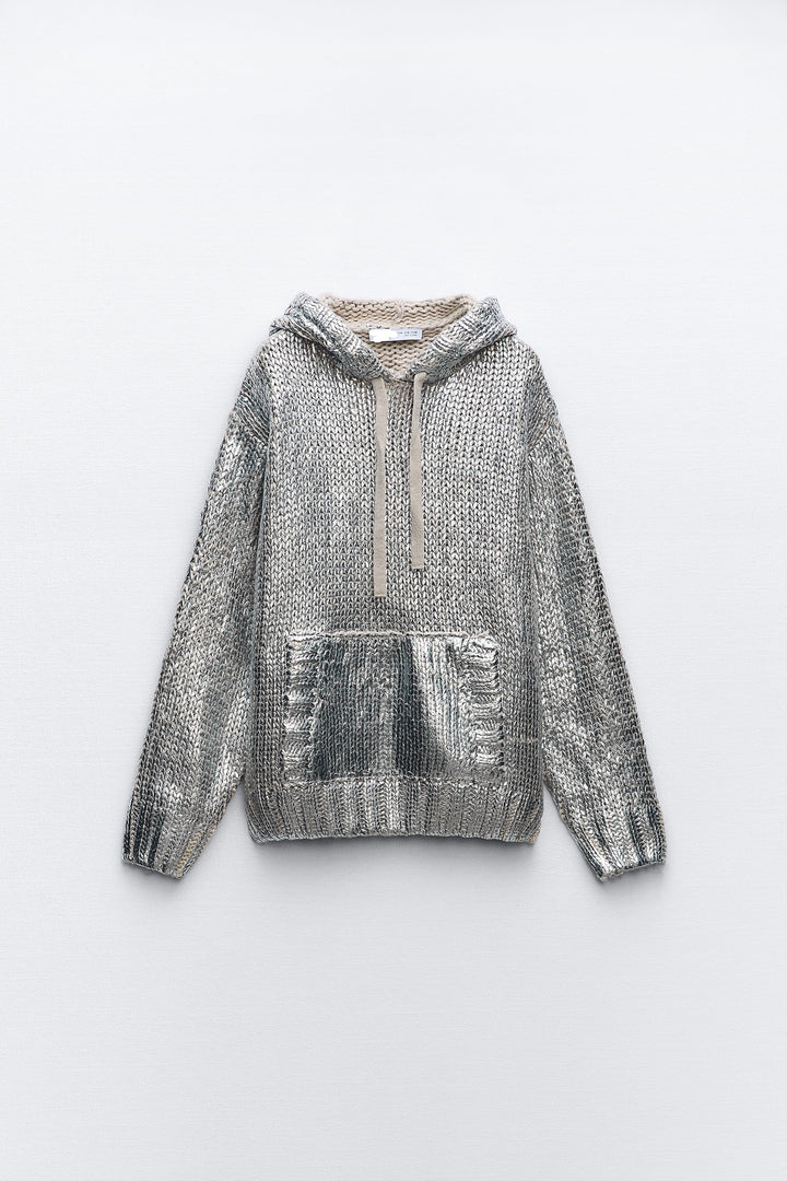 Metallic™ Gestrickter Hoodie | Glänzendes Design | Komfort und Stil