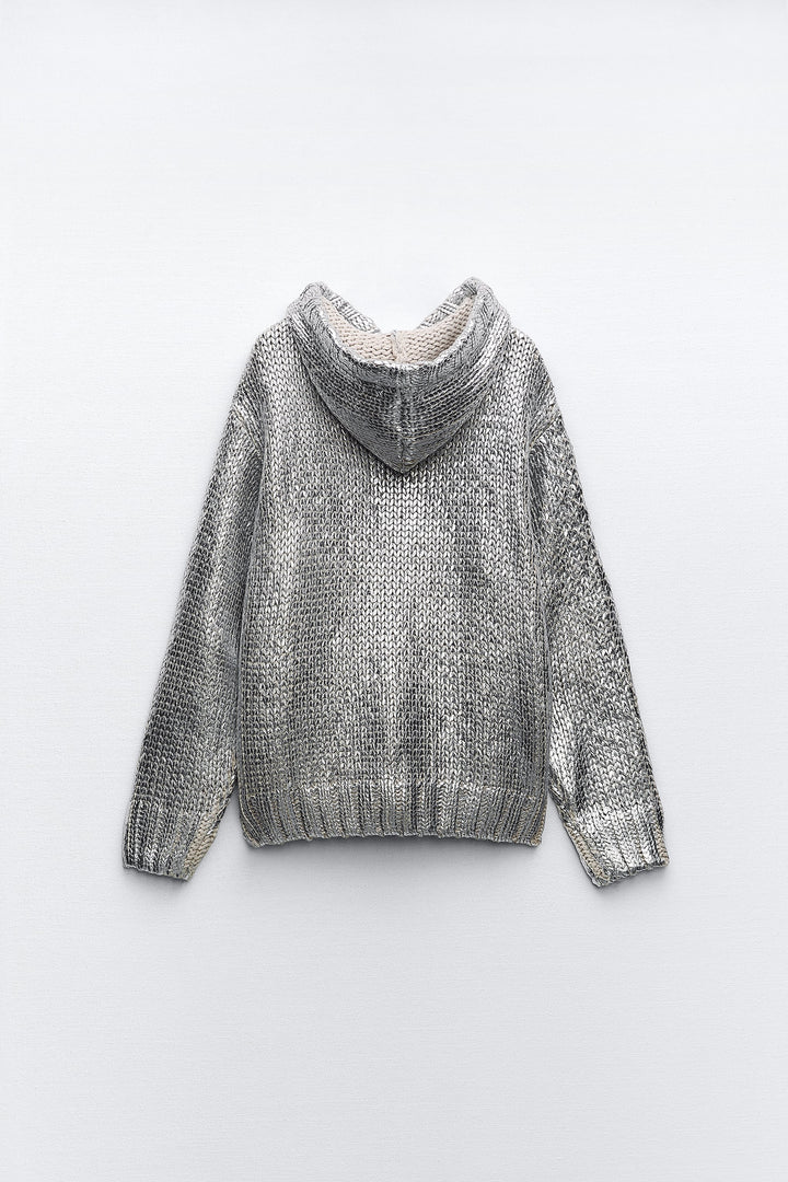 Metallic™ Gestrickter Hoodie | Glänzendes Design | Komfort und Stil