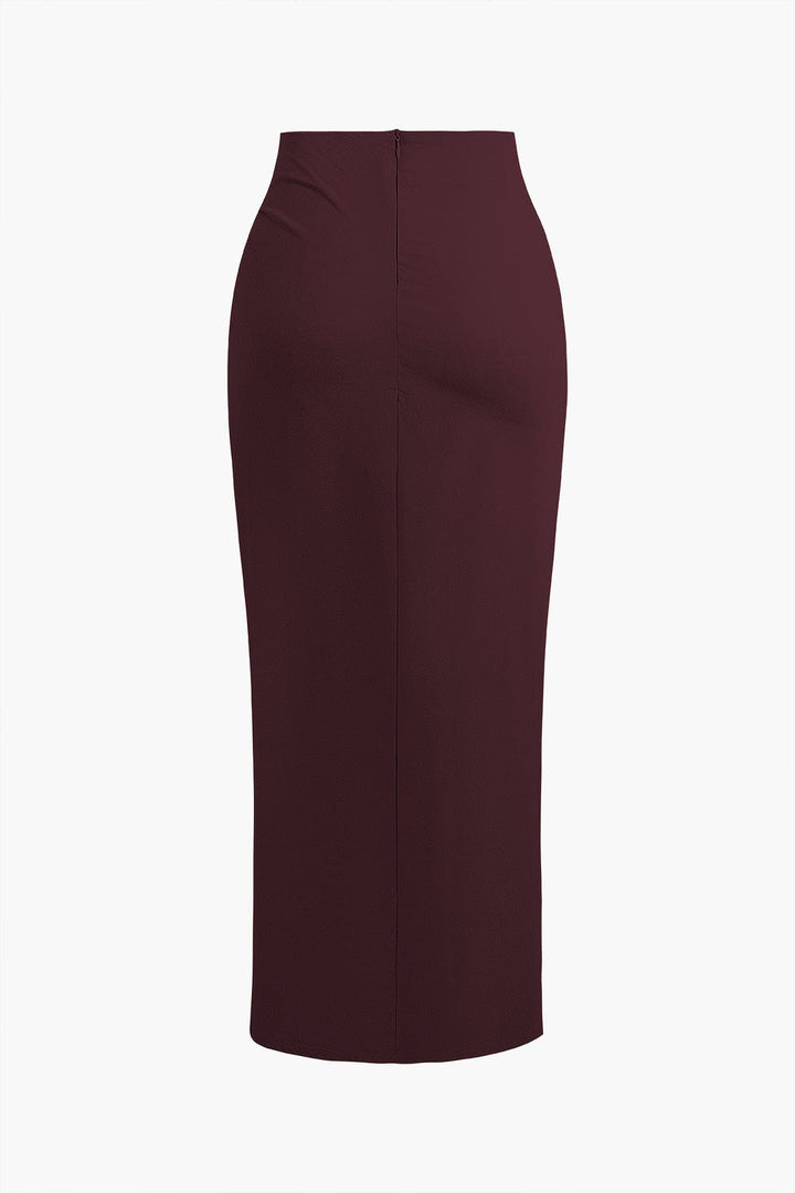 Fridoline | Elegante Midirok met Wickeloptiek, Drapering en Hoge Split