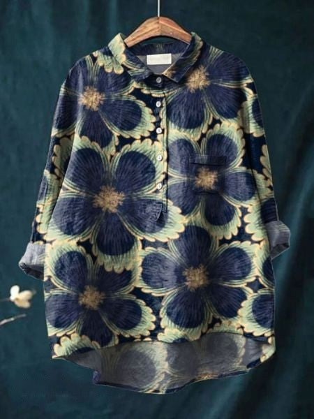 Bella | Dames Bloemen Knoop Voorkant Zak Blouse