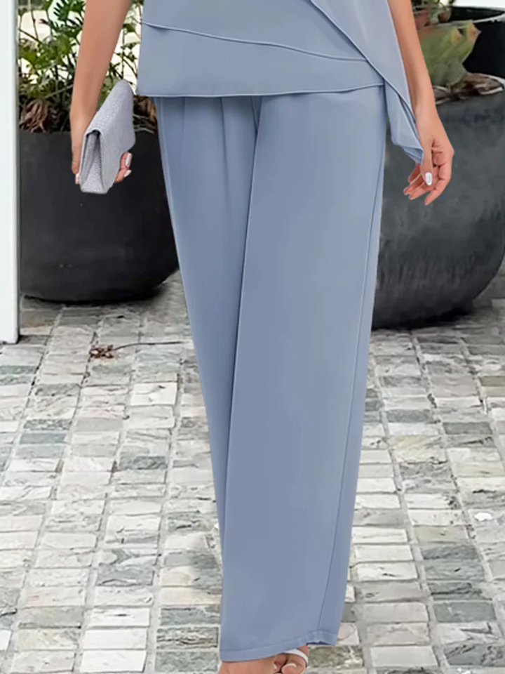Elena | Dames Elegante Gelaagde Avond Top En Broek Set