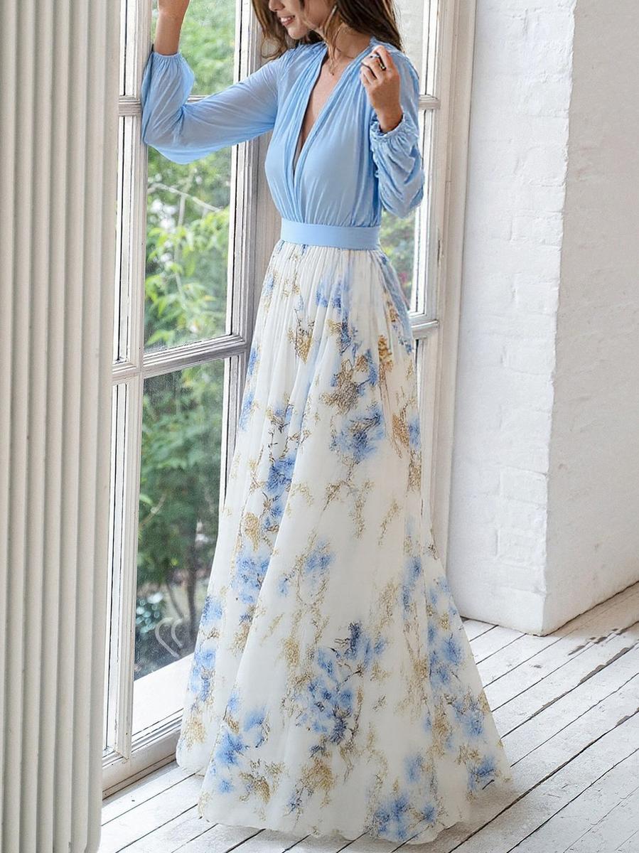 Allison | Dames Elegante Bloemen Chiffon Maxi Jurk