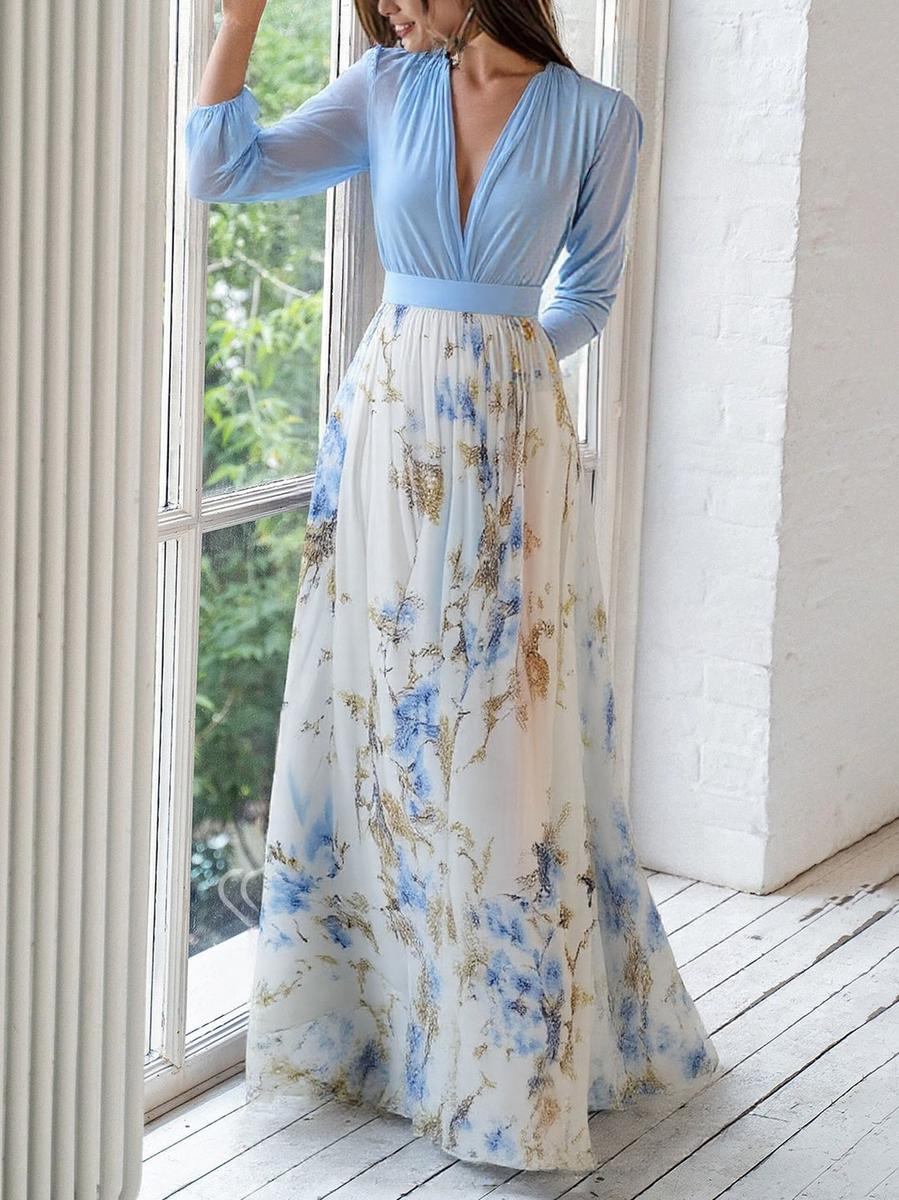 Allison | Dames Elegante Bloemen Chiffon Maxi Jurk