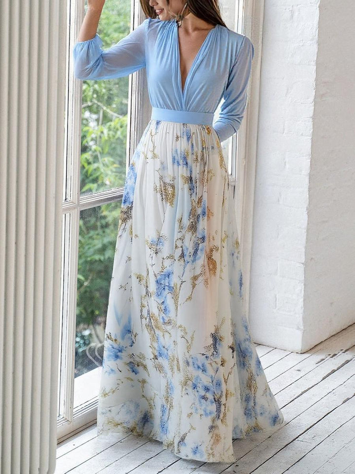 Allison | Dames Elegante Bloemen Chiffon Maxi Jurk
