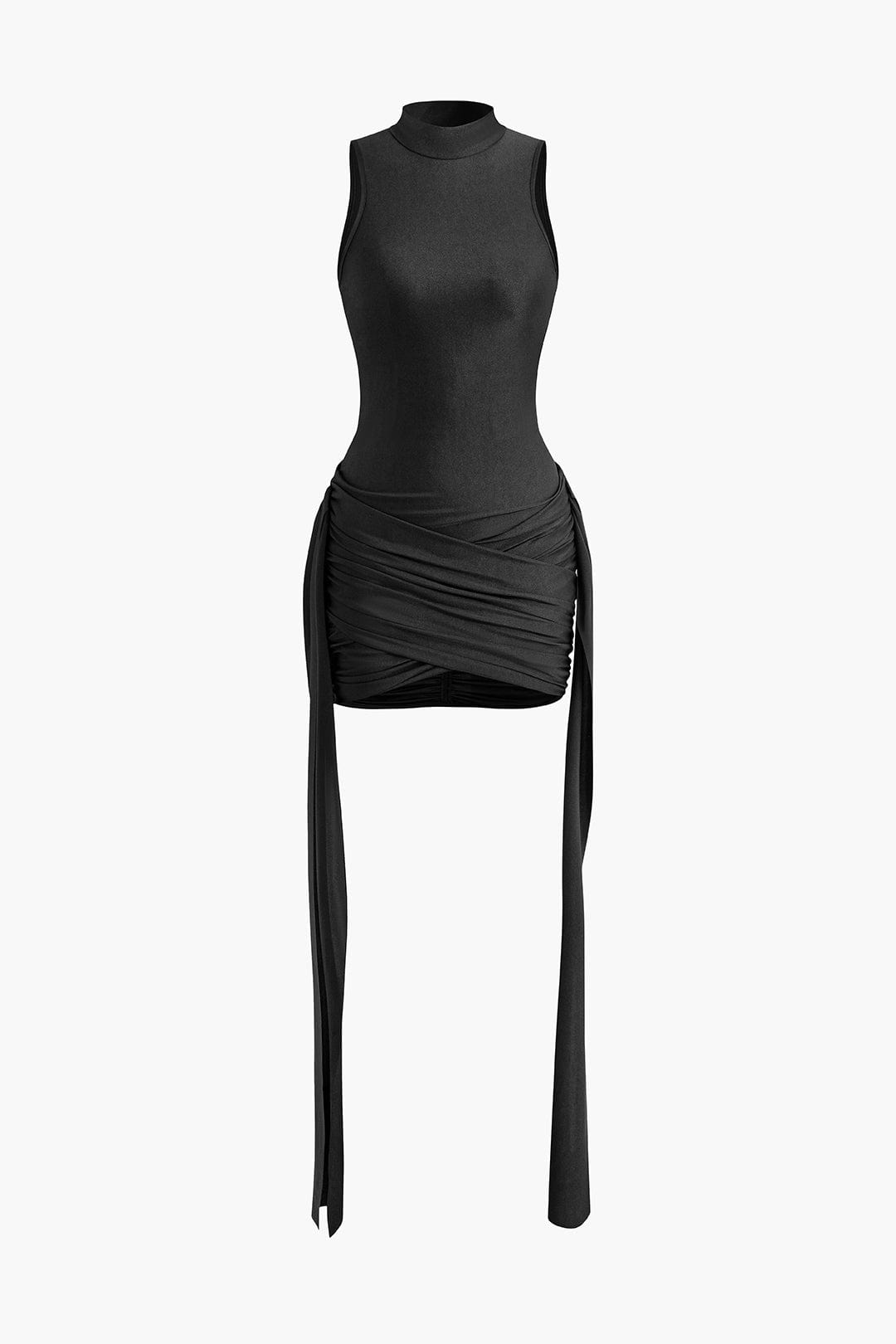 Vera | Elegante High-Neck Bodycon Minidress met Drapering