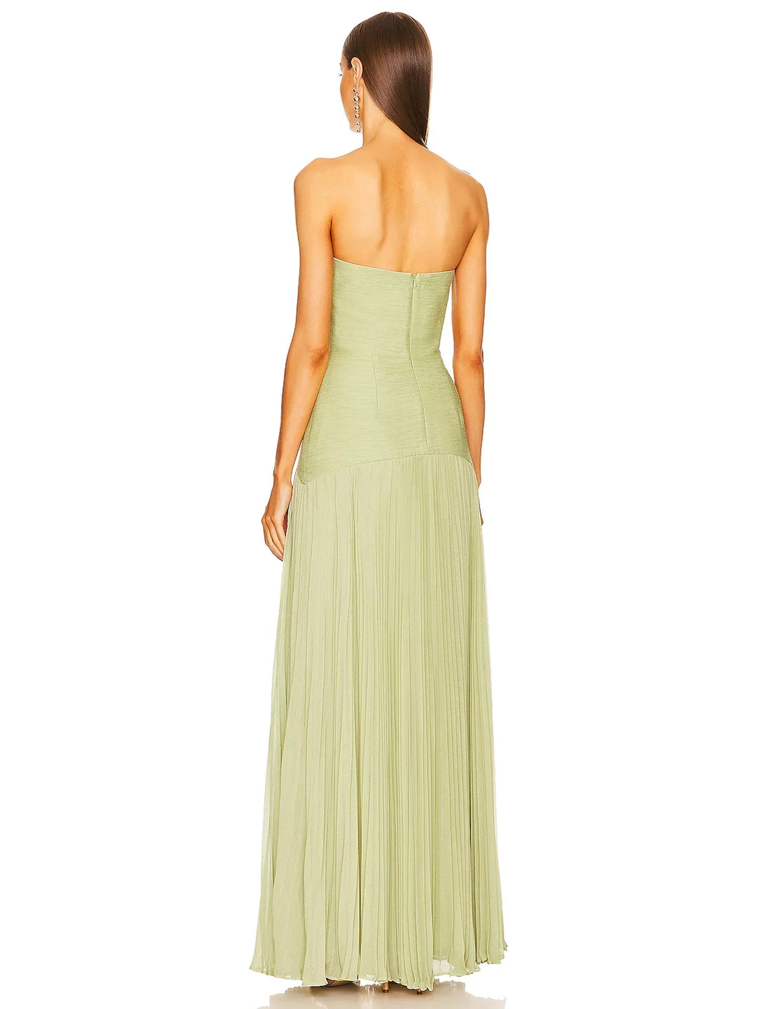 Bella | Dames Straploze Geplooide Maxi Bruiloftsgast Jurk