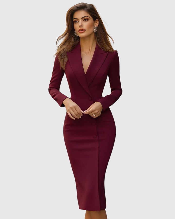 Jessica | Dames Blazer Midi Jurk met Lange Mouwen