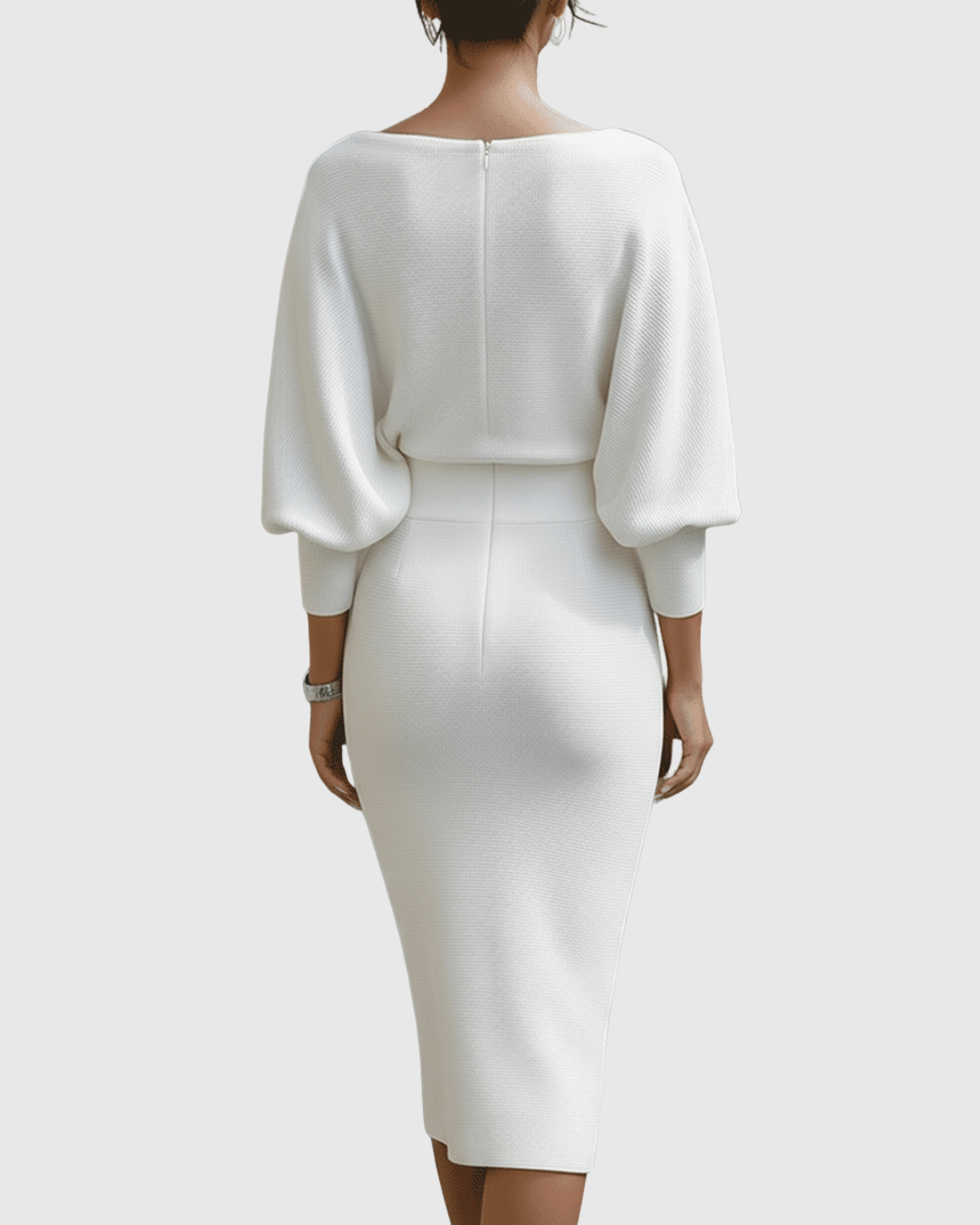 Kayla | Damen Drapiertes Gestricktes Midi-Kleid