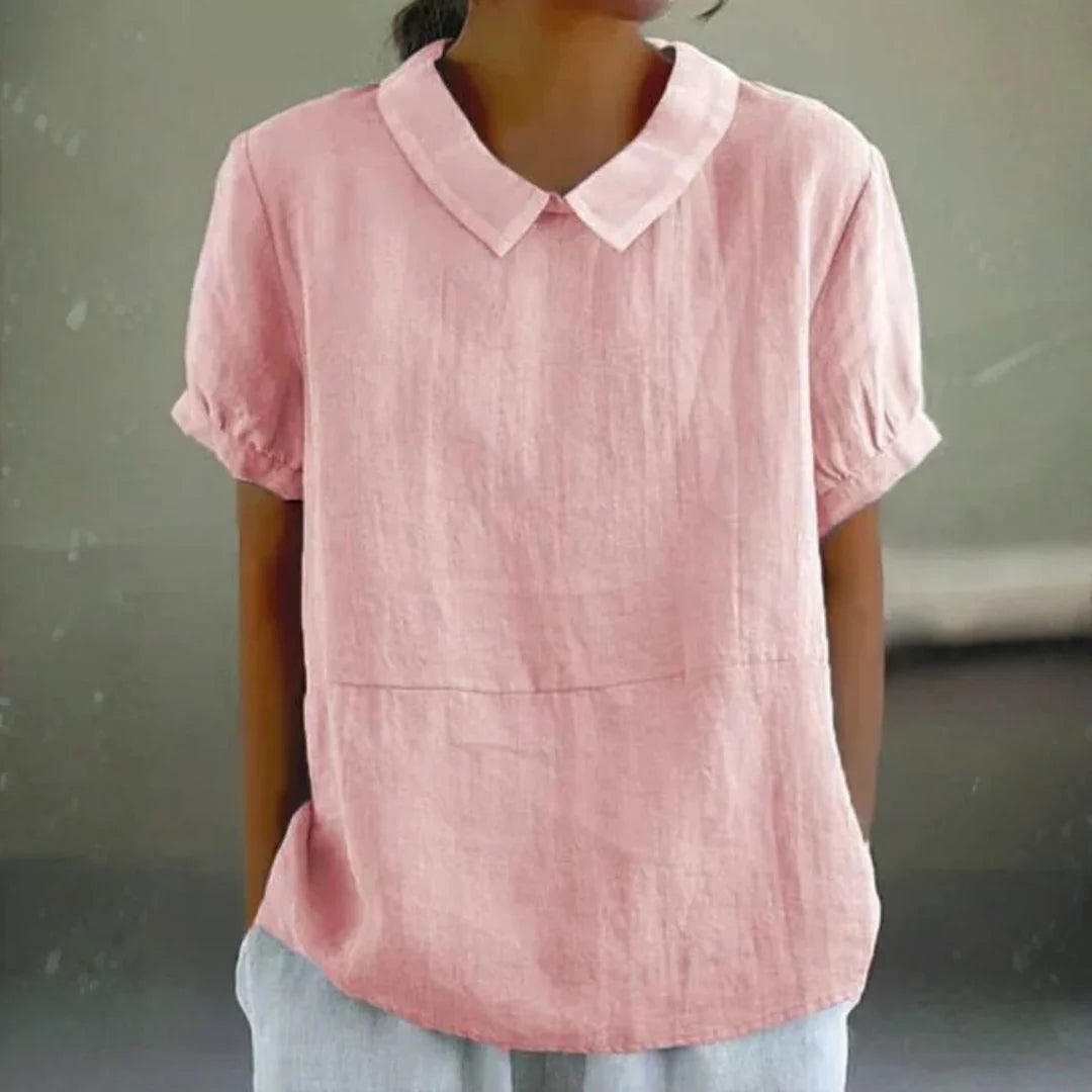 Alexis | Dames Linnen Peter Pan Kraag Blouse