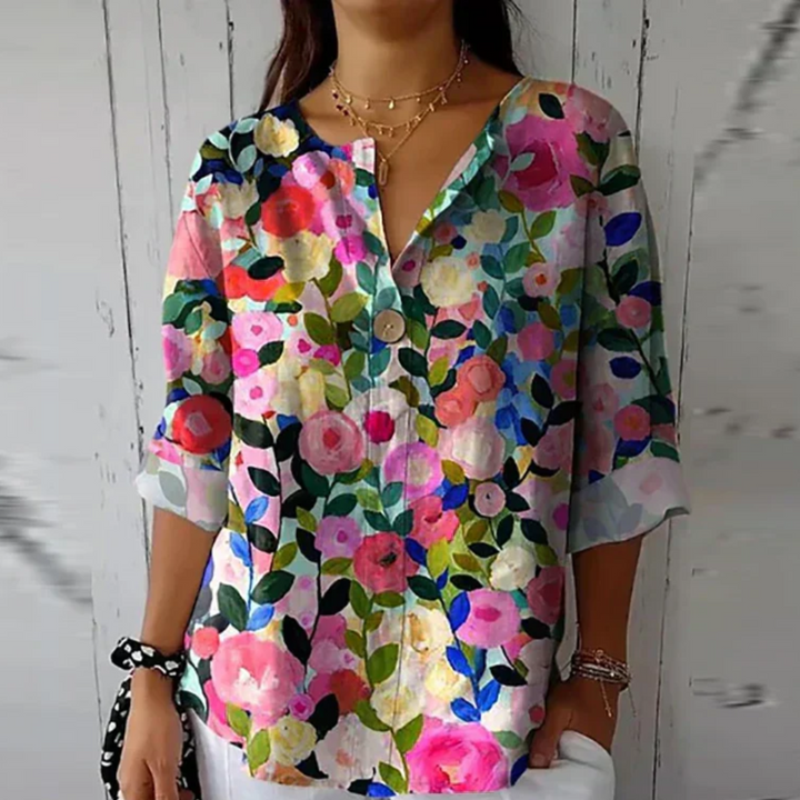 Chloe | Dames Bloemenprint V-Hals Casual Top