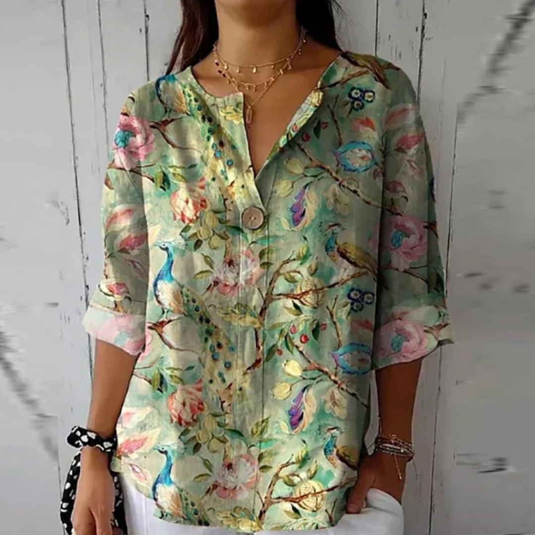 Chloe | Dames Bloemenprint V-Hals Casual Top