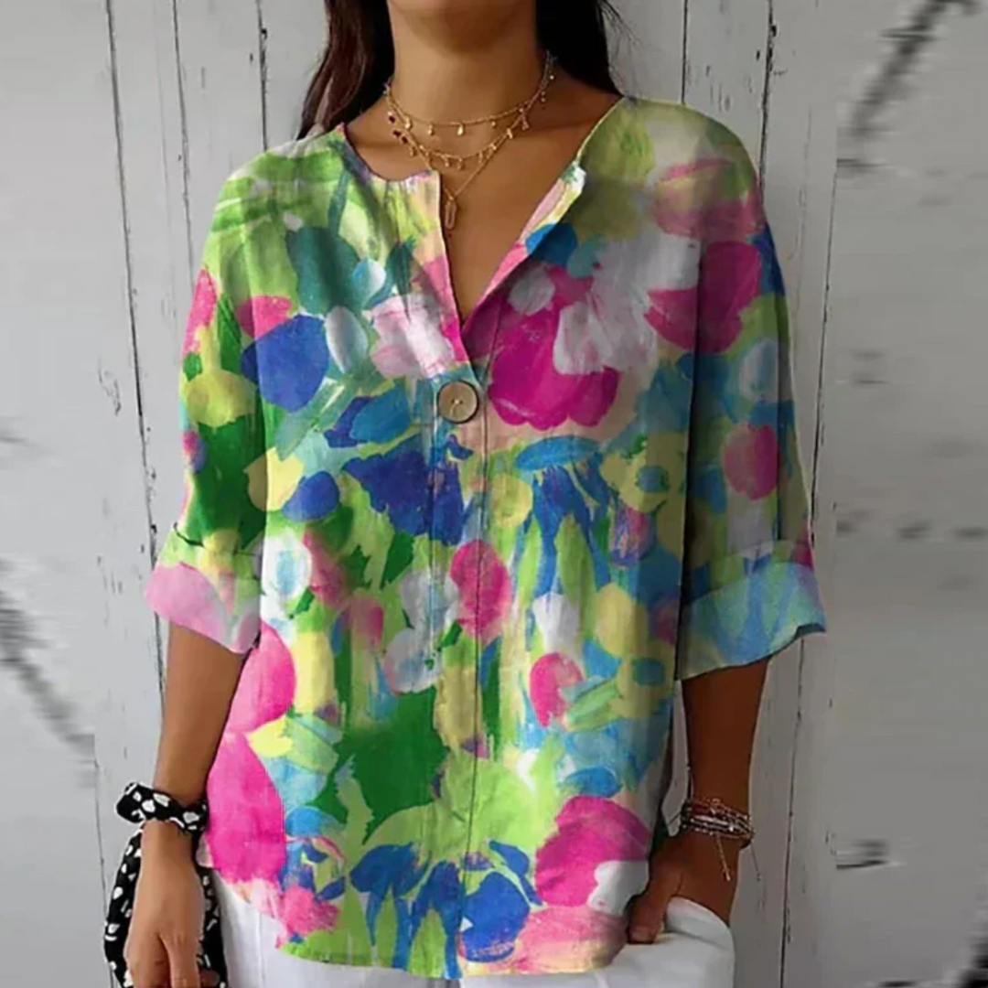 Chloe | Dames Bloemenprint V-Hals Casual Top