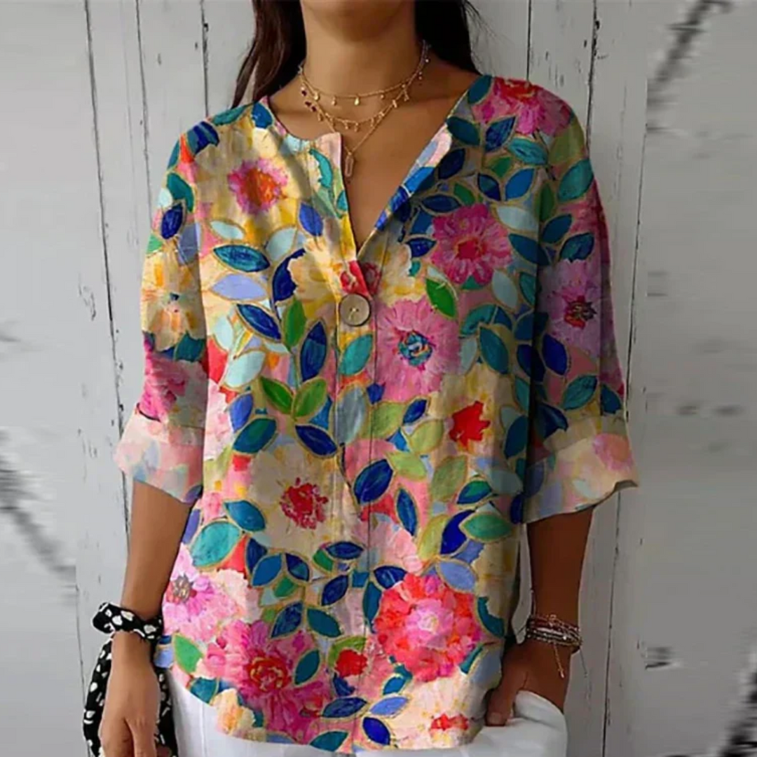 Chloe | Dames Bloemenprint V-Hals Casual Top
