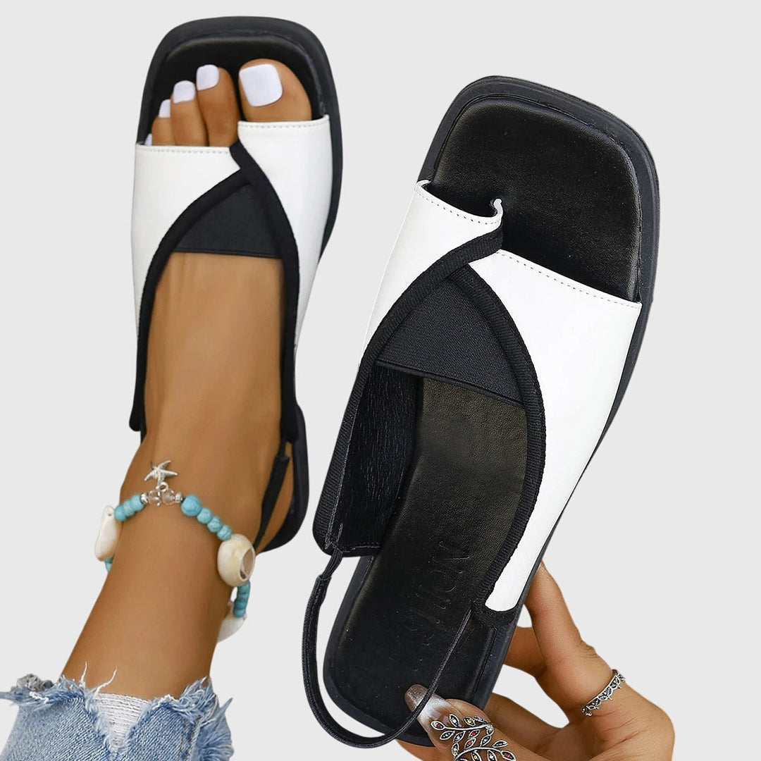 Savannah | Dames Flat Sandalen Met Contrasterende Band