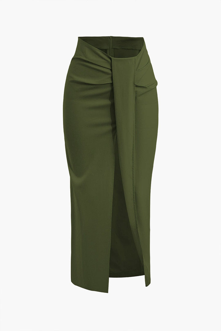 Fridoline | Elegante Midirok met Wickeloptiek, Drapering en Hoge Split