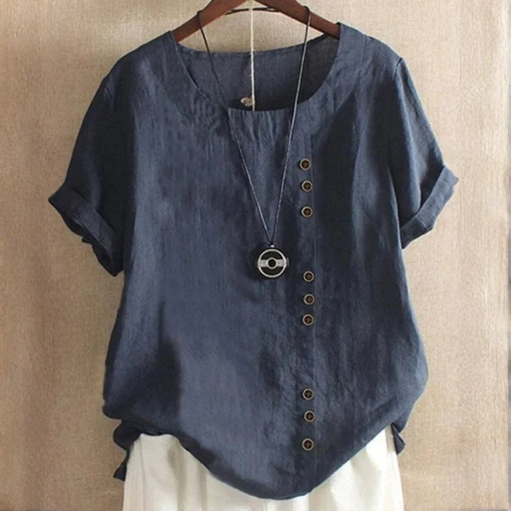 Serenity | Dames Casual Knoopdetail Linnen Blouse