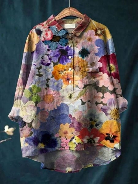 Bella | Dames Bloemen Knoop Voorkant Zak Blouse
