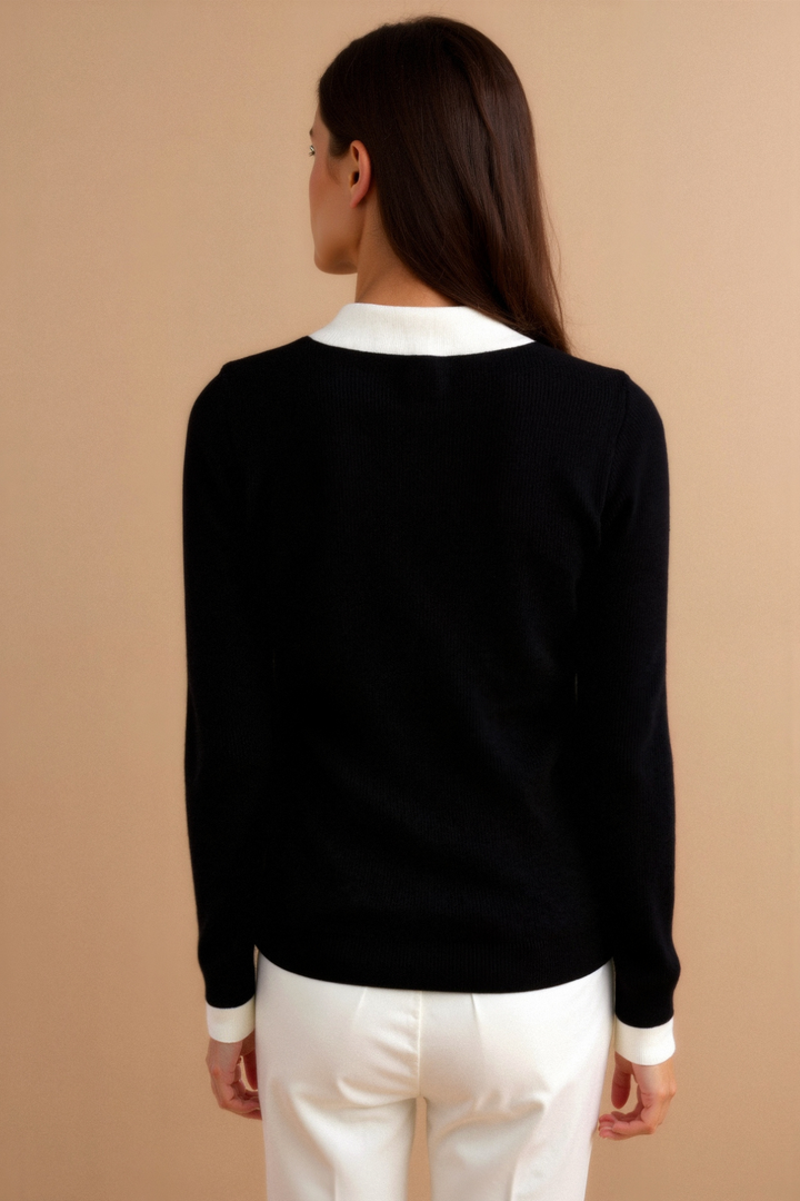 Langärmliges Poloshirt mit kontrastierendem Kragen