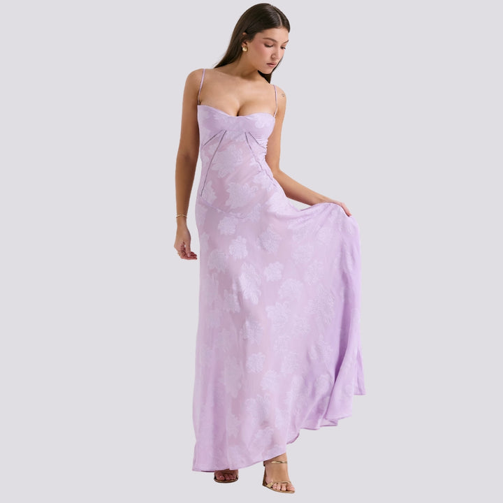 Maddy | Elegantes Damen-Maxikleid mit Spaghettiträgern & Blumenmuster