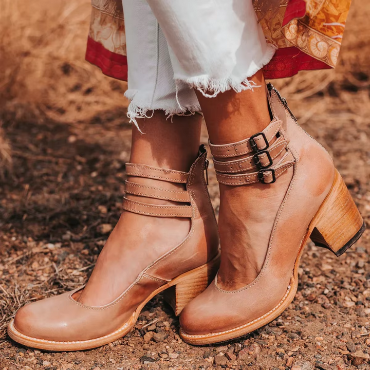 Bethany | Dames Gesp Band Blok Hak Schoenen