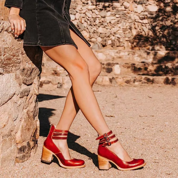 Bethany | Dames Gesp Band Blok Hak Schoenen