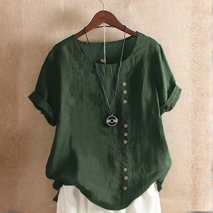 Serenity | Dames Casual Knoopdetail Linnen Blouse