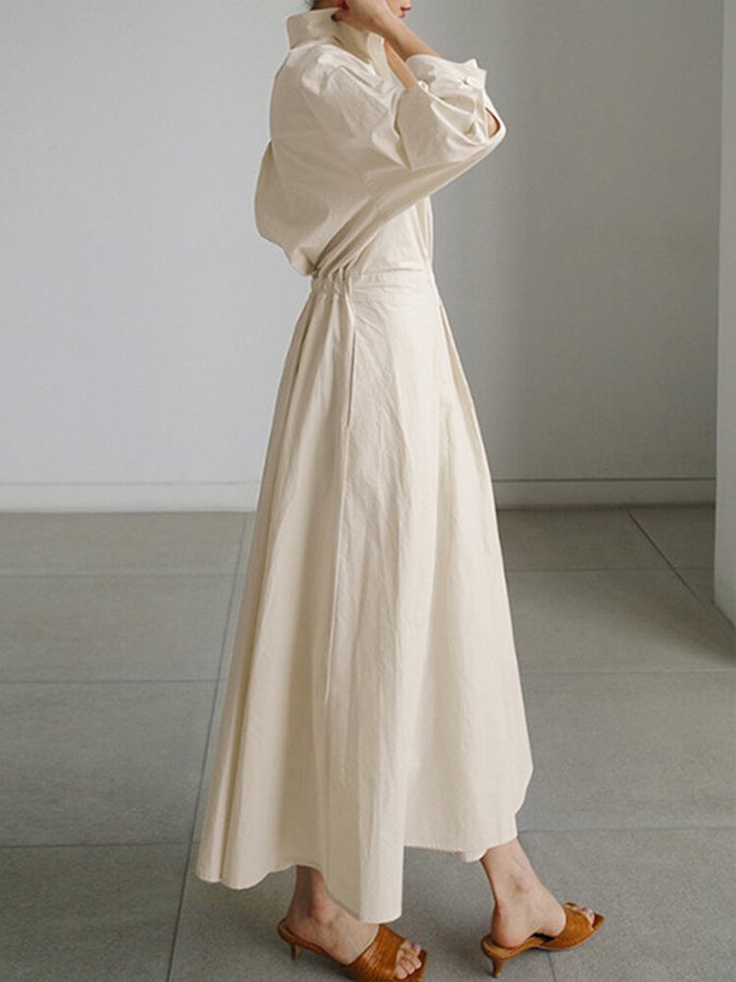 Faye | Damen Elegantes Hemdkleid mit Knopf und Taillengürtel